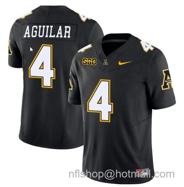 Men's Joey Aguilar Jersey #4 Appalachian State Mountaineers Vapor Limited College Football Black