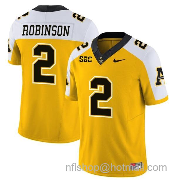 Men's Kaedin Robinson Jersey #2 Appalachian State Mountaineers Vapor Limited College Football Yellow Alternate