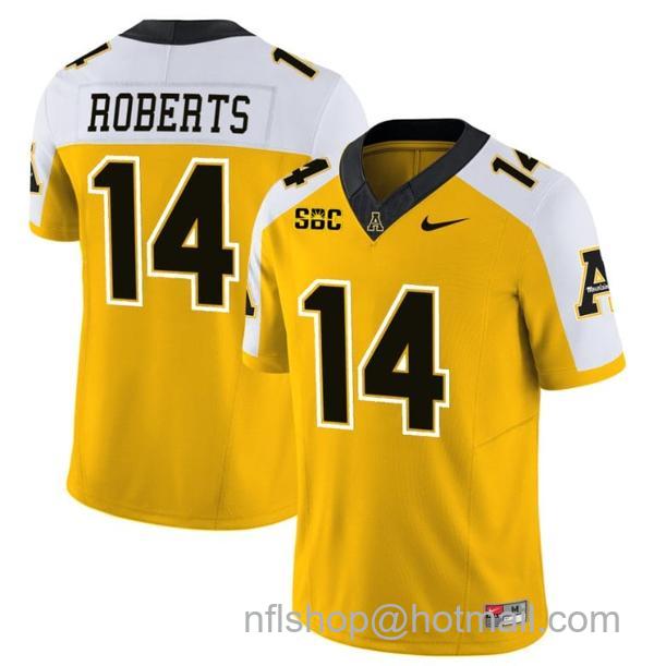 Men's Kanye Roberts Jersey #14 Appalachian State Mountaineers Vapor Limited College Football Yellow Alternate