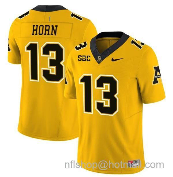 Men's Christan Horn Jersey #13 Appalachian State Mountaineers Vapor Limited College Football Yellow