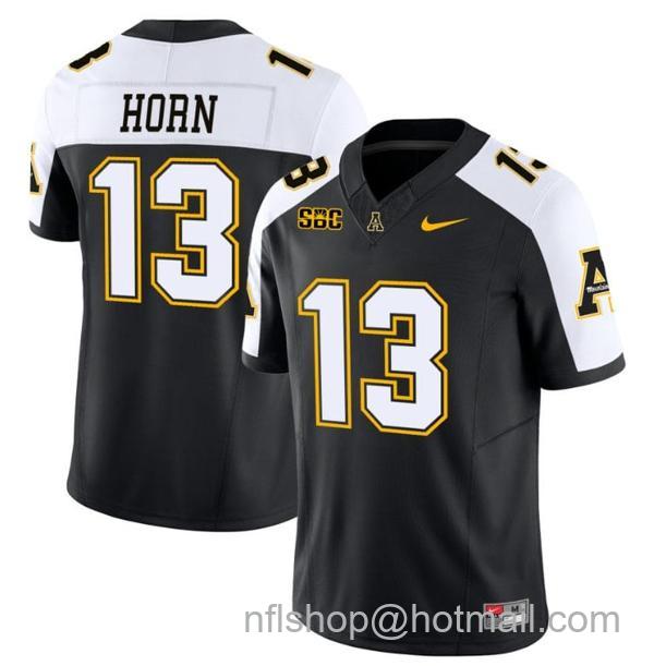 Men's Christan Horn Jersey #13 Appalachian State Mountaineers Vapor Limited College Football Black Alternate