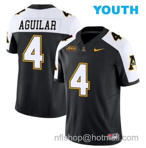 Youth Joey Aguilar Jersey #4 Appalachian State Mountaineers Vapor Limited College Football Black Alternate