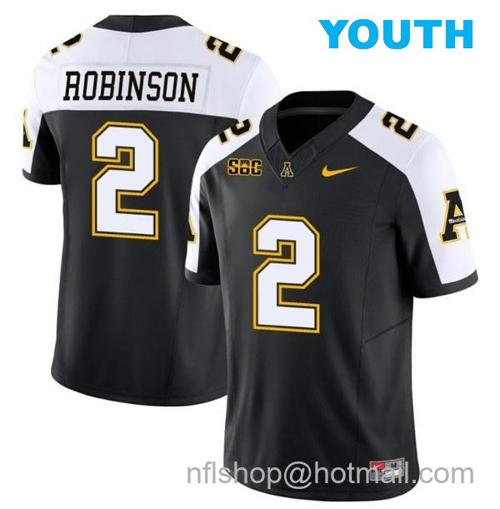 Youth Kaedin Robinson Jersey #2 Appalachian State Mountaineers Vapor Limited College Football Black Alternate