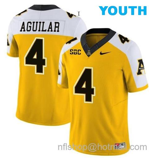 Youth Joey Aguilar Jersey #4 Appalachian State Mountaineers Vapor Limited College Football Yellow Alternate