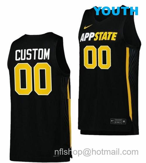 Youth Custom Appalachian State Mountaineers Jersey Name And Number College Basketball Black