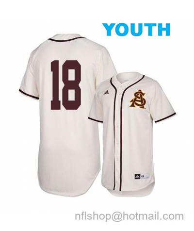 Youth Arizona State Sun Devils 18 Trevor Hauver White Baseball Jersey