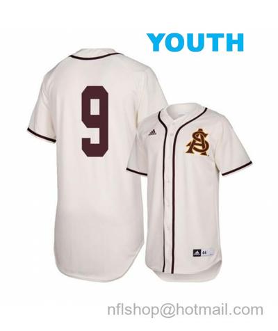 Youth Arizona State Sun Devils 9 Sam Ferri White Baseball Jersey