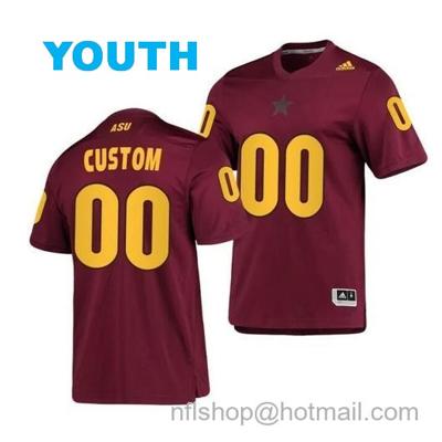 Youth Custom Arizona State Sun Devils Jersey Maroon Replica AEROREADY