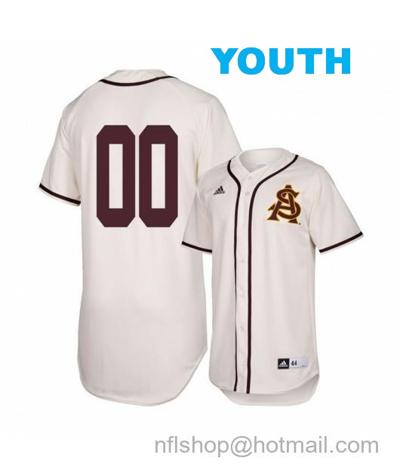 Youth Arizona State Sun Devils White Custom NCAA Baseball Jersey