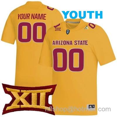 Youth Custom Arizona State Sun Devils Jersey Name and Number College Football Gold Game All Stitched