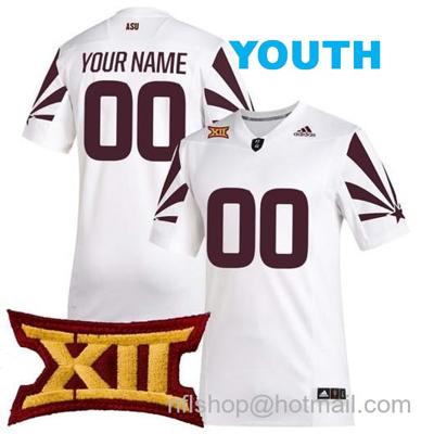 Youth Custom Arizona State Sun Devils Jersey Name and Number College Football White All Stitched