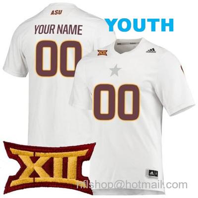 Youth Custom Arizona State Sun Devils Jersey Name and Number College Football White Aeroready All Stitched