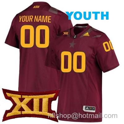 Youth Custom Arizona State Sun Devils Jersey Name and Number College Football Maroon Premier All Stitched