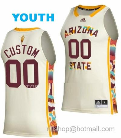 Youth Custom Arizona State Sun Devils Jersey Name And Number College Basketball Honoring White