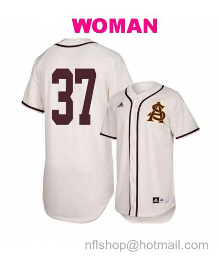 Women's Arizona State Sun Devils 37 Alex Helmin White Baseball Jersey