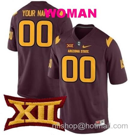 Women's Custom Arizona State Sun Devils Jersey Name and Number College Football Maroon All Stitched