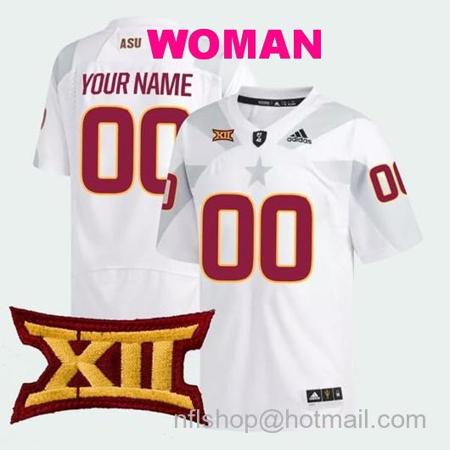 Women's Custom Arizona State Sun Devils Jersey Name and Number College Football White Game All Stitched