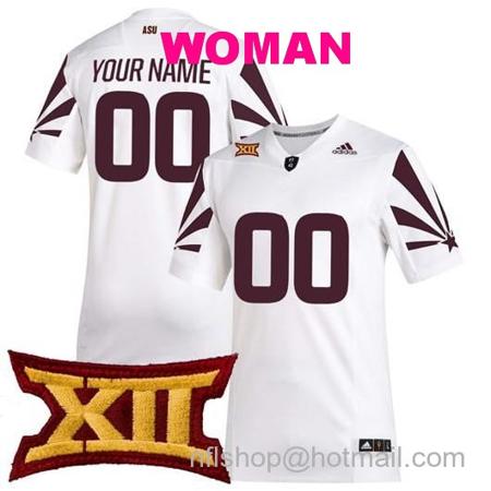 Women's Custom Arizona State Sun Devils Jersey Name and Number College Football White All Stitched