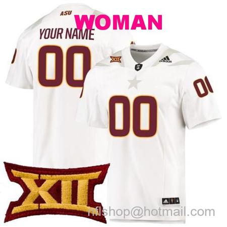 Women's Custom Arizona State Sun Devils Jersey Name and Number College Football White Premier All Stitched