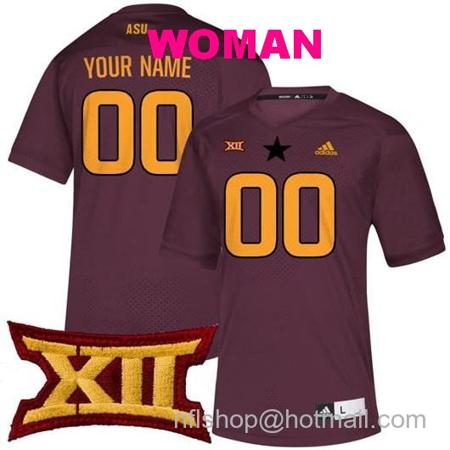 Women's Custom Arizona State Sun Devils Jersey Name and Number College Football Maroon Game All Stitched