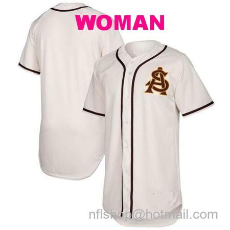 Women's Arizona State Sun Devils Custom Name Number Baseball Jersey White