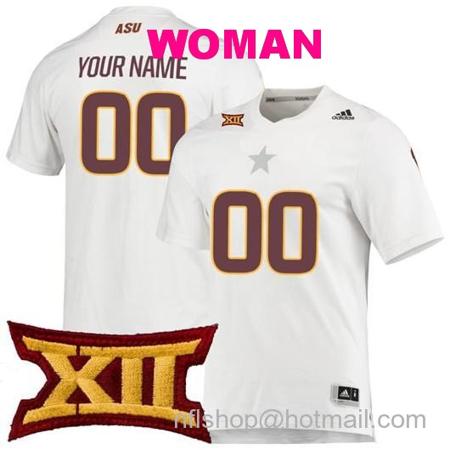 Women's Custom Arizona State Sun Devils Jersey Name and Number College Football White Aeroready All Stitched