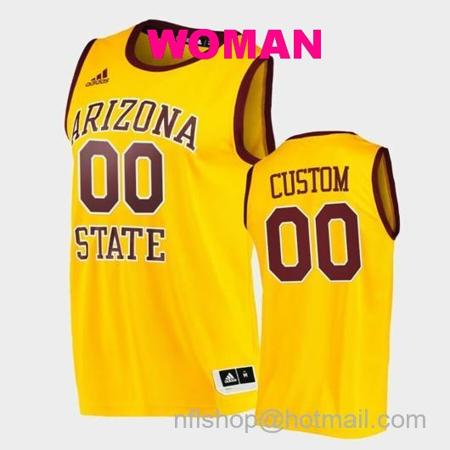 Women's Arizona State Sun Devils Custom Name Number Gold College Basketball Player Jersey