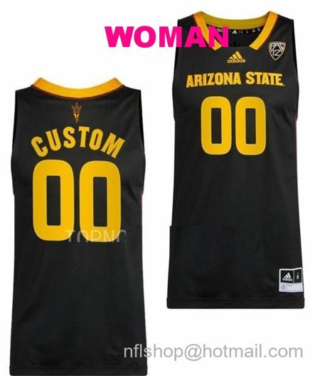 Women's Custom Arizona State Sun Devils Jersey Name And Number College Basketball Swingman Black