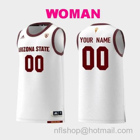 Women's Custom Name Number Arizona State Sun Devils White Replica College Basketball Jersey