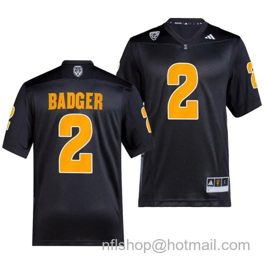 Men's Arizona State Sun Devils Elijhah Badger Jersey #2 Premier Black College Football 2023