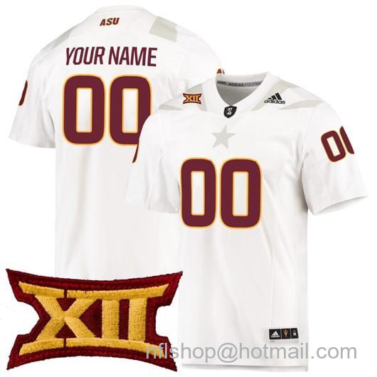 Men's Custom Arizona State Sun Devils Jersey Name and Number College Football White Premier All Stitched