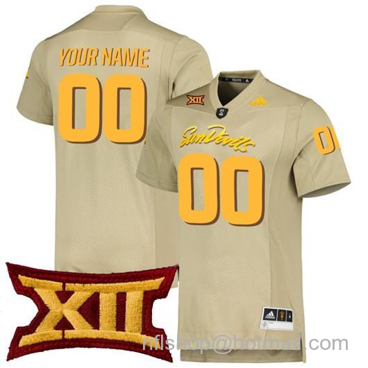 Men's Custom Arizona State Sun Devils Jersey Name and Number College Football Tan Premier All Stitched