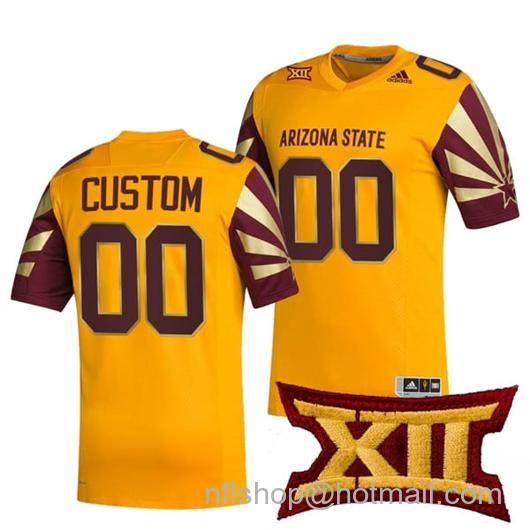 Men's Custom Arizona State Sun Devils Jersey Name and Number College Football Gold Premier All Stitched