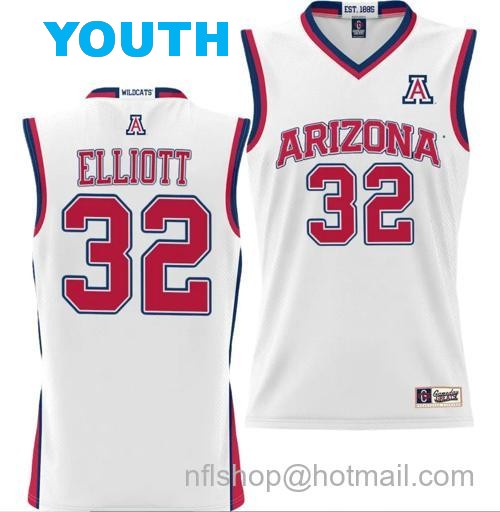 Youth Sean Elliott Jersey #32 Arizona Wildcats NIL College Basketball Lightweight White171