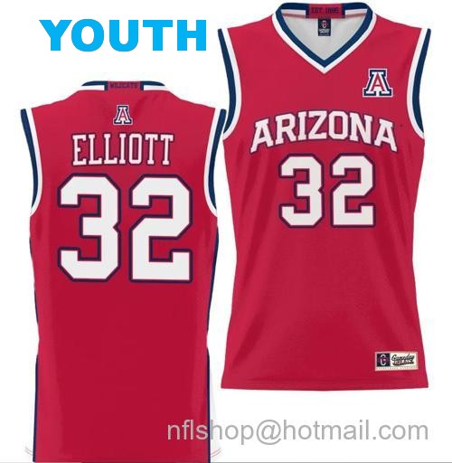 Youth Sean Elliott Jersey #32 Arizona Wildcats NIL College Basketball Lightweight Red170