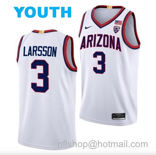 Youth Pelle Larsson Jersey #3 Arizona Wildcats College Basketball White165