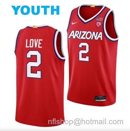 Youth Caleb Love Jersey #2 Arizona Wildcats College Basketball Red96