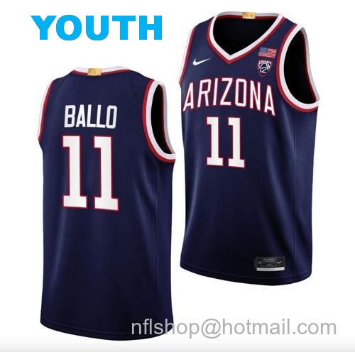 Youth Oumar Ballo Jersey #11 Arizona Wildcats College Basketball Navy158