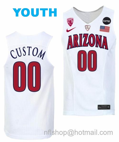 Youth Custom Arizona Wildcats Jersey Name And Number College Basketball Replica White116