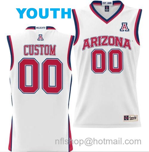 Youth Custom Arizona Wildcats Jersey Name and Number NIL College Basketball Lightweight White119