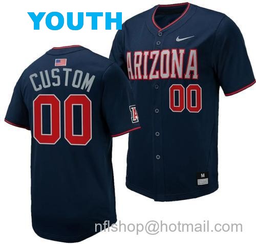 Youth Custom Arizona Wildcats Jersey Name and Number Replica Baseball Full-Button Navy122