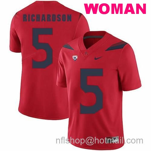 Women's Arizona Wildcats #5 Shaquille Richardson NCAA Football Jersey Red20