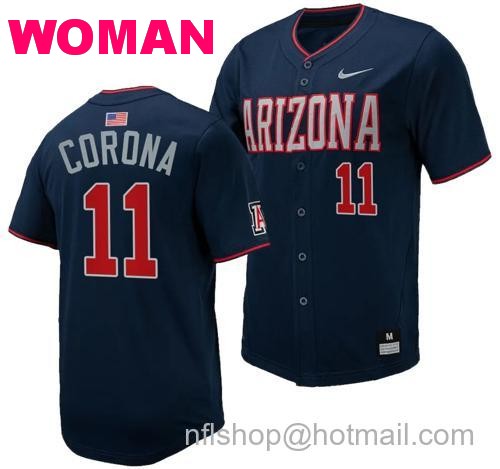 Women's Emilio Corona Jersey #11 Arizona Wildcats Replica Baseball Full-Button Navy134