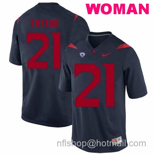 Women's Arizona Wildcats #21 JJ Taylor NCAA College Football Jersey Blue46