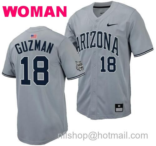 Women's Adonys Guzman Jersey #18 Arizona Wildcats Replica Baseball Full-Button Gray1