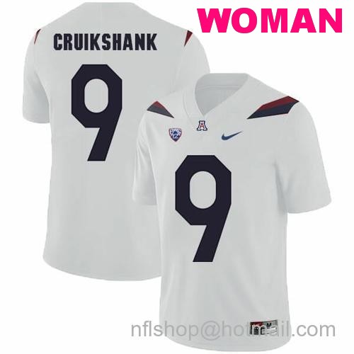 Women's Arizona Wildcats #9 Dane Cruikshank NCAA College Football Jersey White30