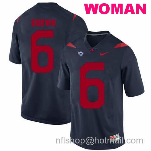 Women's Arizona Wildcats #6 Shun Brown NCAA College Football Jersey Blue22