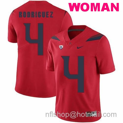 Women's Arizona Wildcats #4 Rhett Rodriguez NCAA College Football Jersey Red17