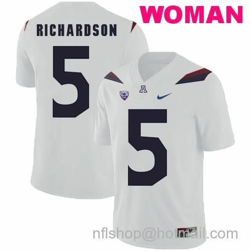 Women's Arizona Wildcats #5 Shaquille Richardson NCAA Football Jersey White21