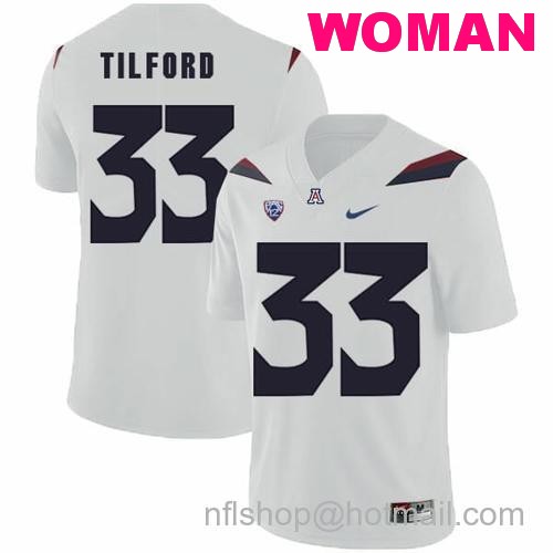 Women's Arizona Wildcats #33 Nathan Tilford NCAA College Football Jersey White54